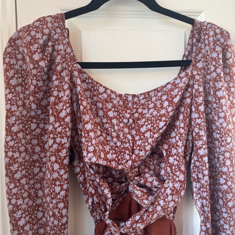 ASTR THE LABEL Floral Cutout Long Sleeve Midi Dress Size Small - Picture 5 of 8